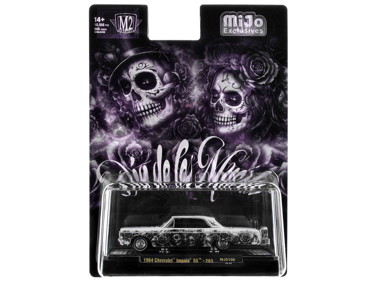 1964 Chevrolet Impala SS "Dia De Los Muertos" White with Graphics Limited Edition to 10560 pieces Worldwide 1/64 Diecast Model Car by M2 Machines-2