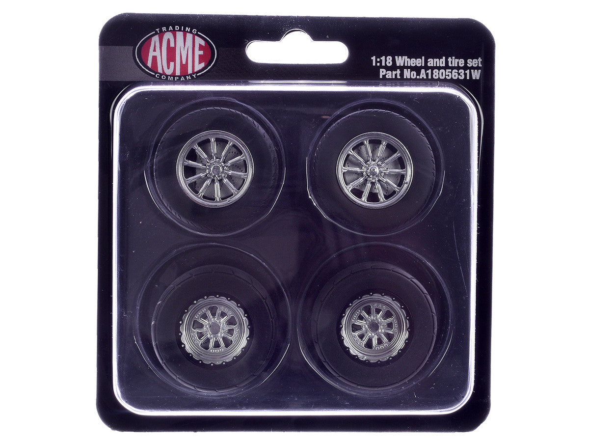 Drag Wheel and Tire Set of 4 pieces from "1970 Oldsmobile 442 W30 W-Machine" for 1/18 Scale Model by Acme-1
