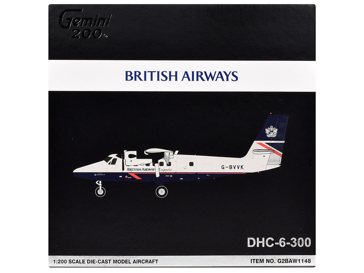 De Havilland DHC-6-300 Commercial Aircraft "British Airways Express" (N803AK) Gray with Blue Tail "Gemini 200" Series 1/200 Diecast Model Airplane by GeminiJets-2