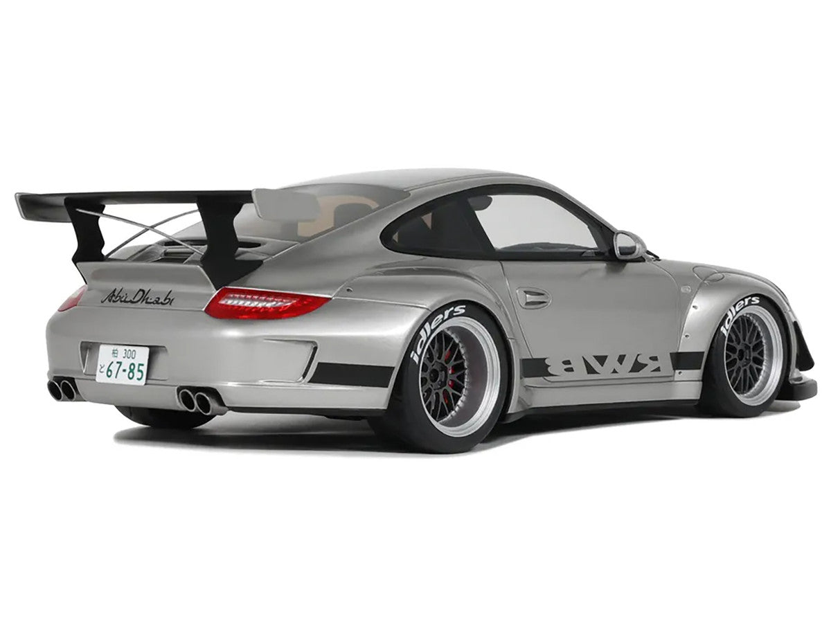 2024 Porsche 911 RWB Abu Silver Metallic with Black Hood 1/18 Model Car by GT Spirit-1