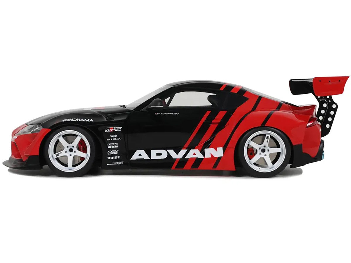 2020 Toyota Supra GR RHD (Right Hand Drive) "Advan" Black and Red 1/18 Model Car by GT Spirit-0