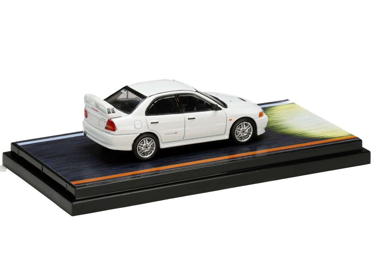 Mitsubishi Lancer RS Evolution IV RHD (Right Hand Drive) White "Monstar" with Seiji Iwaki Driver Figure "Initial D" (1995-2013) Manga 1/64 Diecast Model Car by Hobby Japan-2
