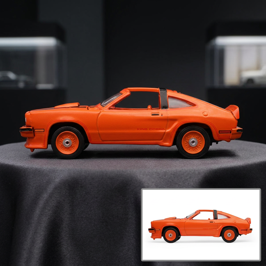 1978 Ford Mustang King Cobra II Tangerine with Black Graphics and Tangerine Interior "The Mustang Stampede" Series 2 1/64 Diecast Model Car by Greenlight-0