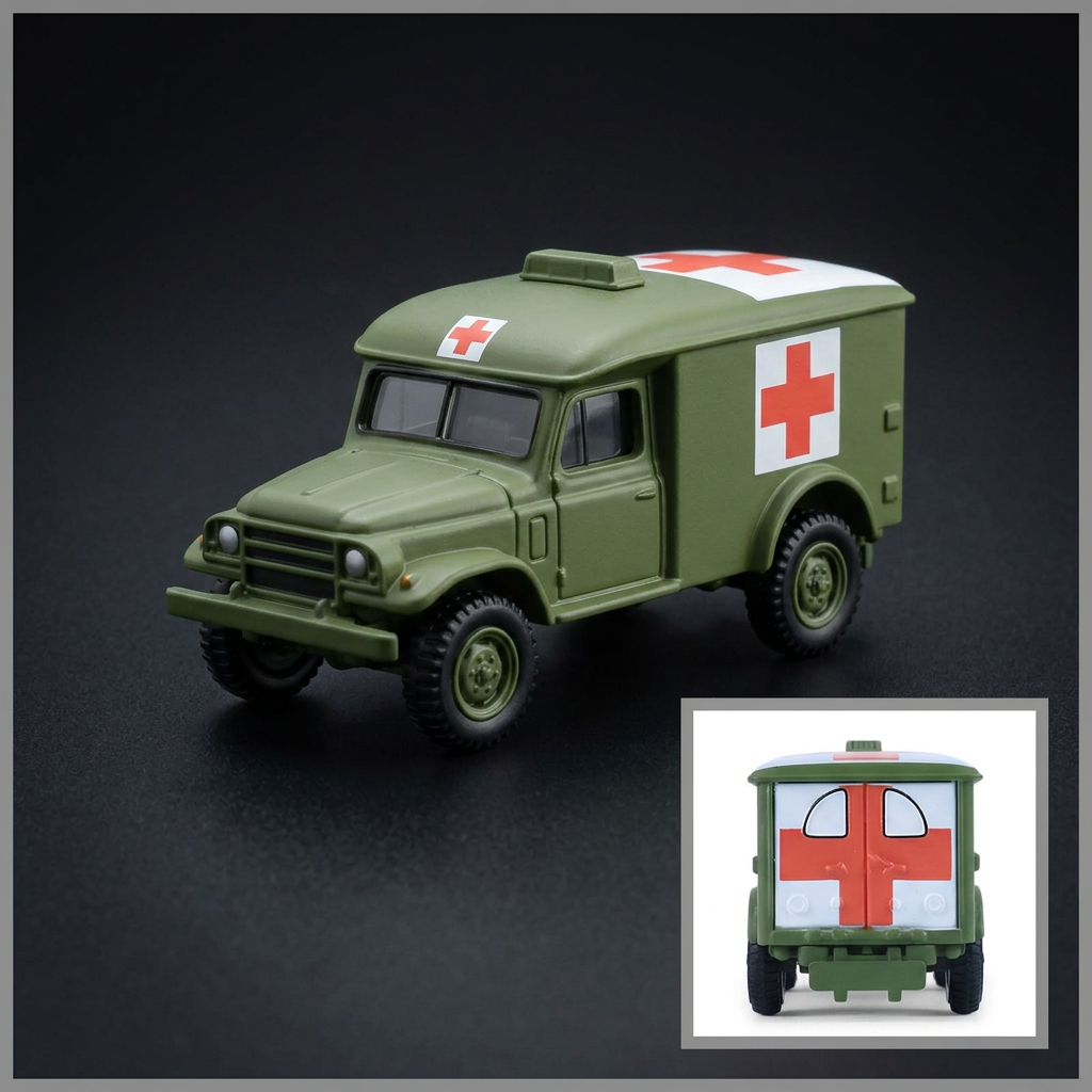 1944 Dodge WC-54 4X4 Ambulance "U.S. Army - WWII" Green with Graphics "Battalion 64" Series 6 1/64 Diecast Model Car by Greenlight-0
