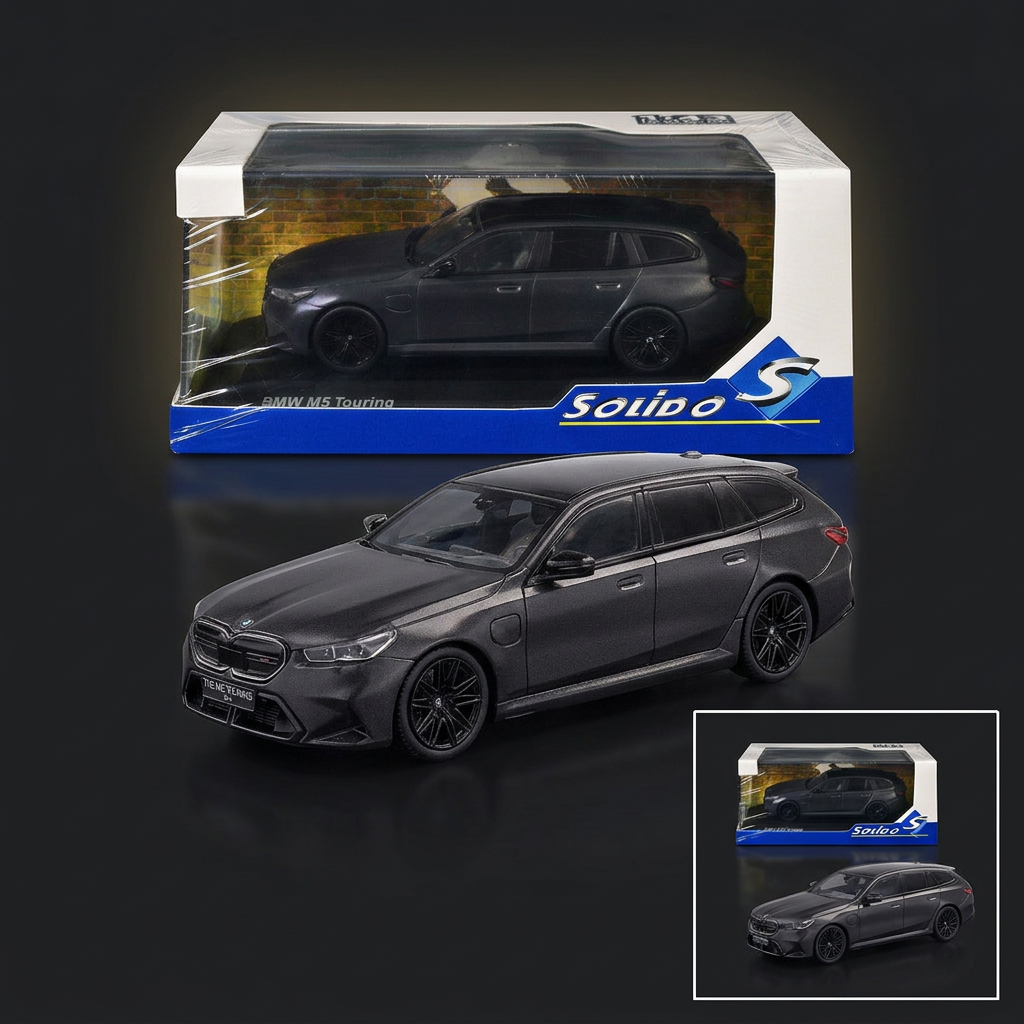 2024 BMW M5 Touring Frozen Deep Gray Metallic with Black Top 1/43 Diecast Model Car by Solido