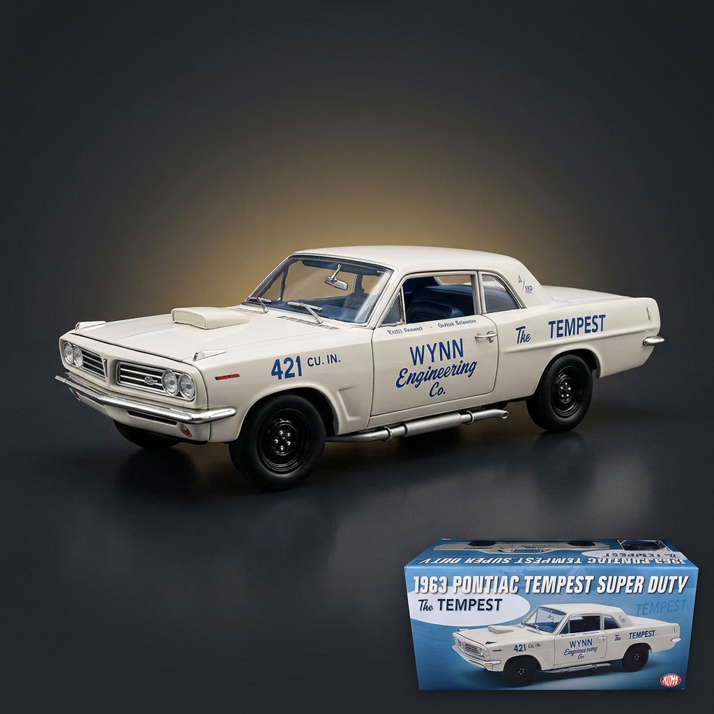 ACME 1:18 1963 Pontiac Tempest Super Duty Wynn Engineering Co. White with Blue Interior