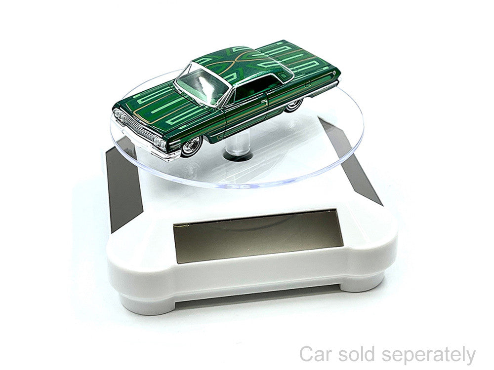 3.5″ Solar Rotating Display Stand with White Base for 1/64 Scale Model Cars-3
