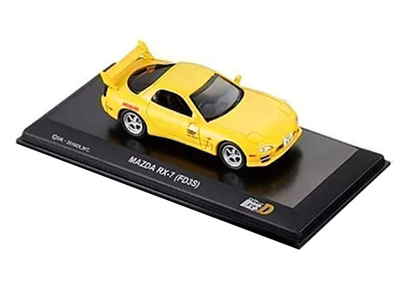 Kyosho 1/64 Mazda RX-7 FD3S RHD Yellow Initial D Diecast Model Car-0