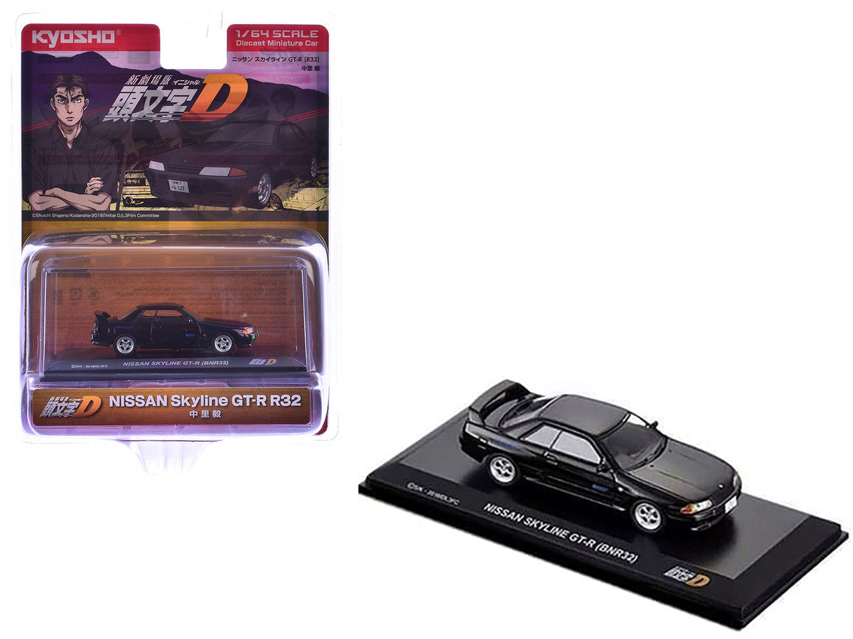 Kyosho 1/64 Nissan Skyline GT-R BNR32 RHD Black Initial D Model Car-2