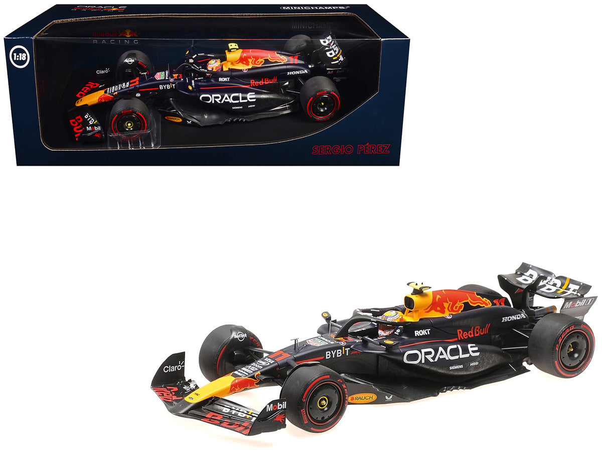 Red Bull Racing RB20 #11 Sergio Perez "Oracle" 2nd Place F1 Formula One "Bahrain GP" (2024) with Driver Limited Edition to 180 pieces Worldwide 1/18 Diecast Model Car by Minichamps-2