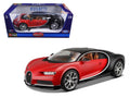 2016 Bugatti Chiron Red Black 1:18 Diecast Model Car by Bburago-0
