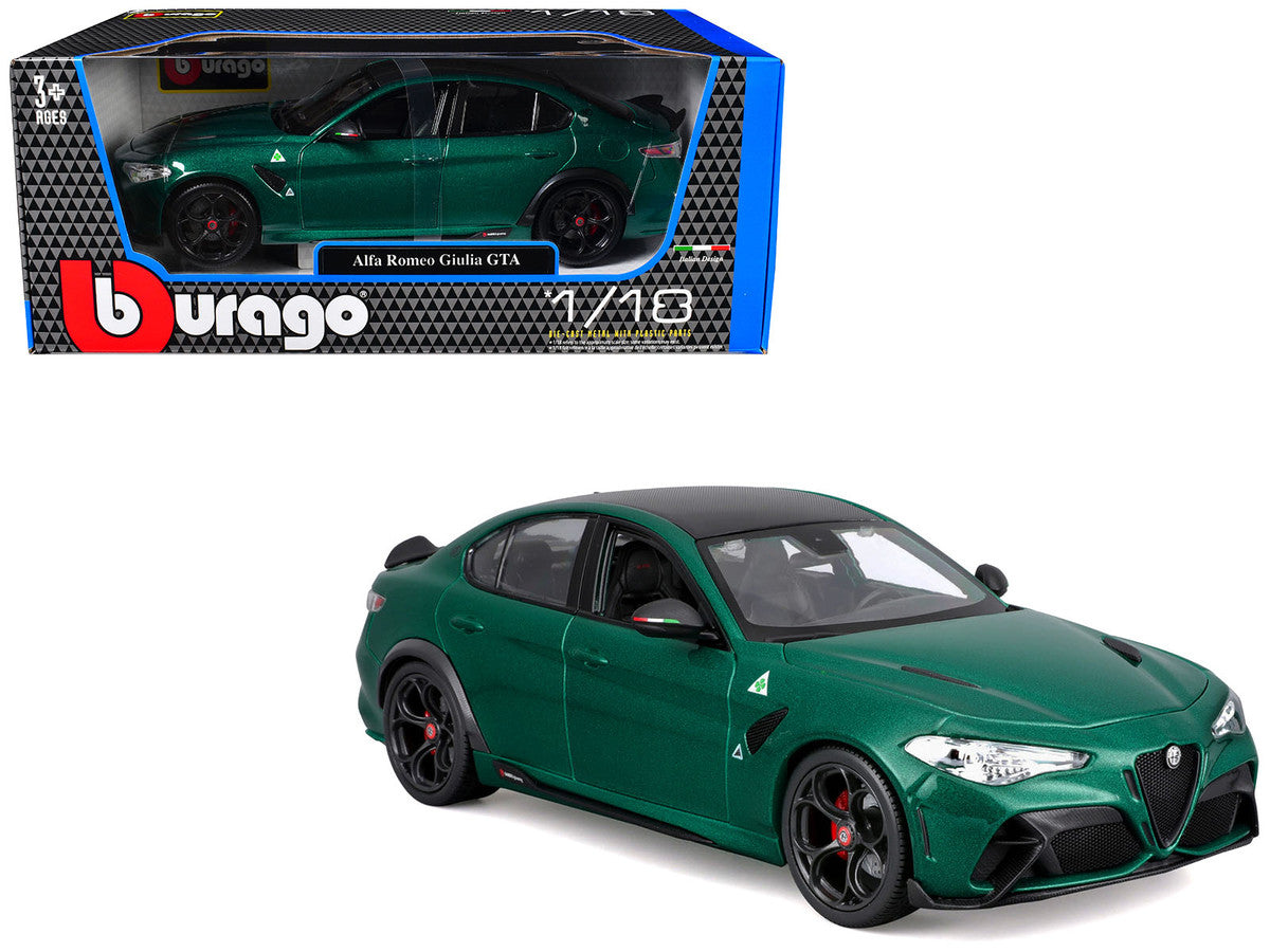 Alfa Romeo Giulia GTA 1/18 Diecast Model Green Metallic by Bburago-4