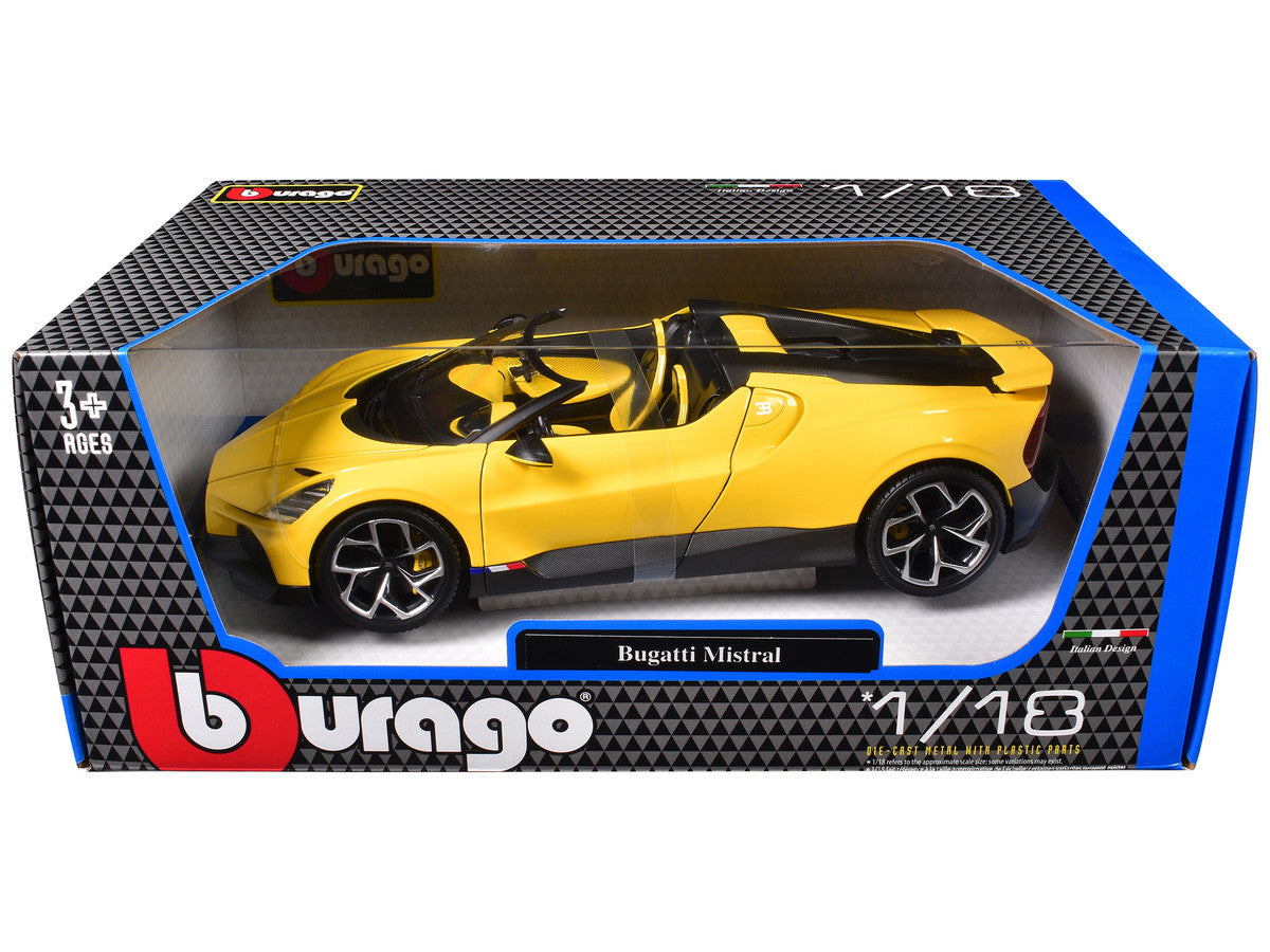 Bugatti Mistral Yellow 1/18 Diecast Model Car Bburago Collectible-0