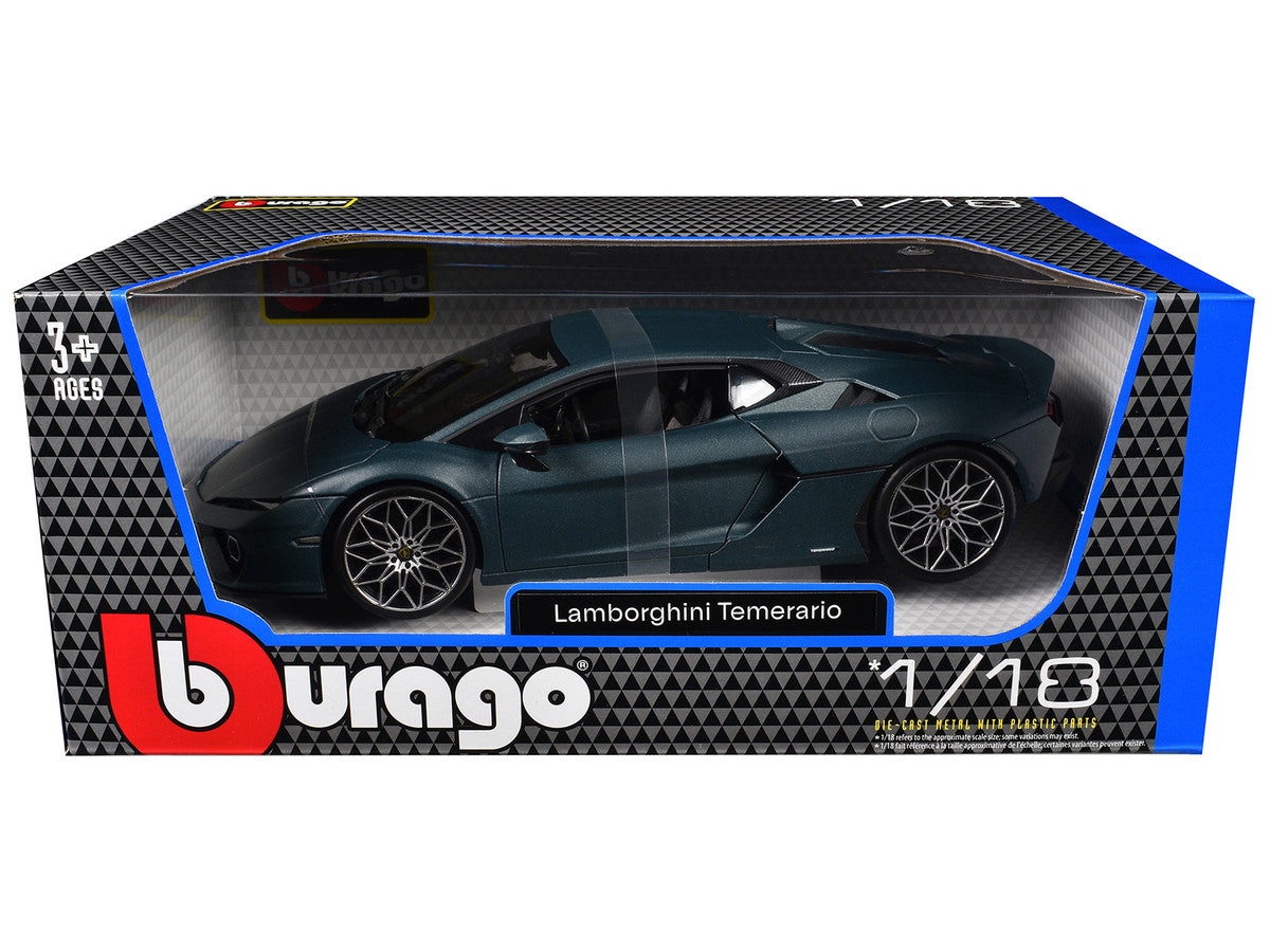 Lamborghini Temerario 1/18 Diecast Model Matt Blue Metallic by Bburago-2