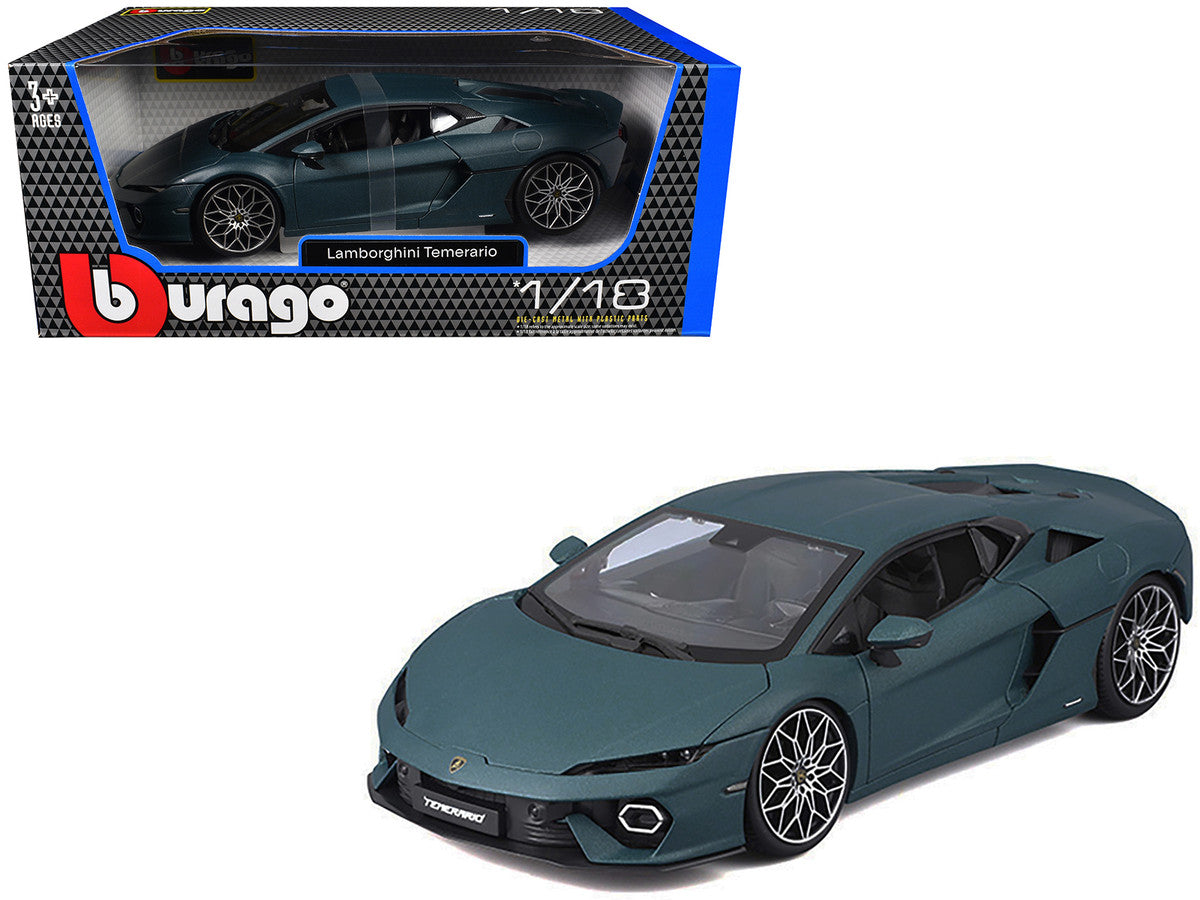 Lamborghini Temerario 1/18 Diecast Model Matt Blue Metallic by Bburago-0