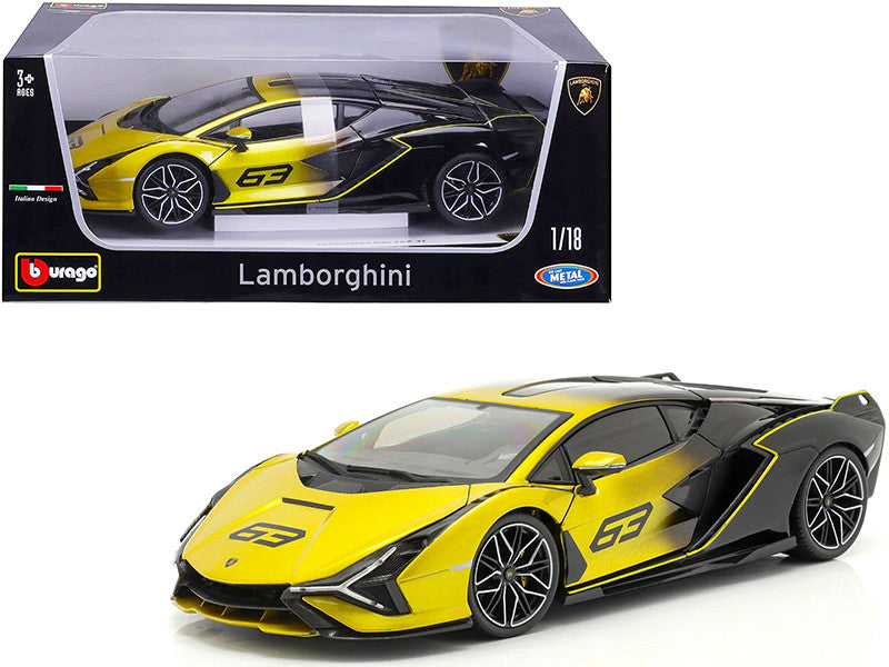 Lamborghini Sian FKP 37 #63 1/18 Yellow Metallic Diecast Model Car-0