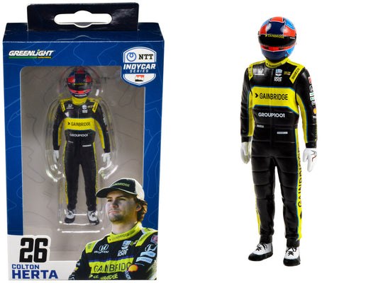 "NTT IndyCar Series" #26 Colton Herta Driver Figure "Gainbridge - Andretti Autosport" for 1/18 Scale Models by Greenlight-0