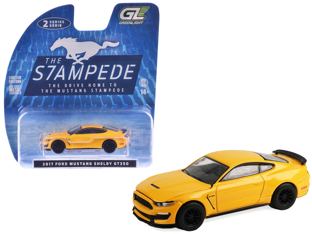 2017 Ford Mustang Shelby GT350 Triple Yellow Tri-Coat "Stampede" Series 2 1/64 Diecast Model Car by Greenlight-4