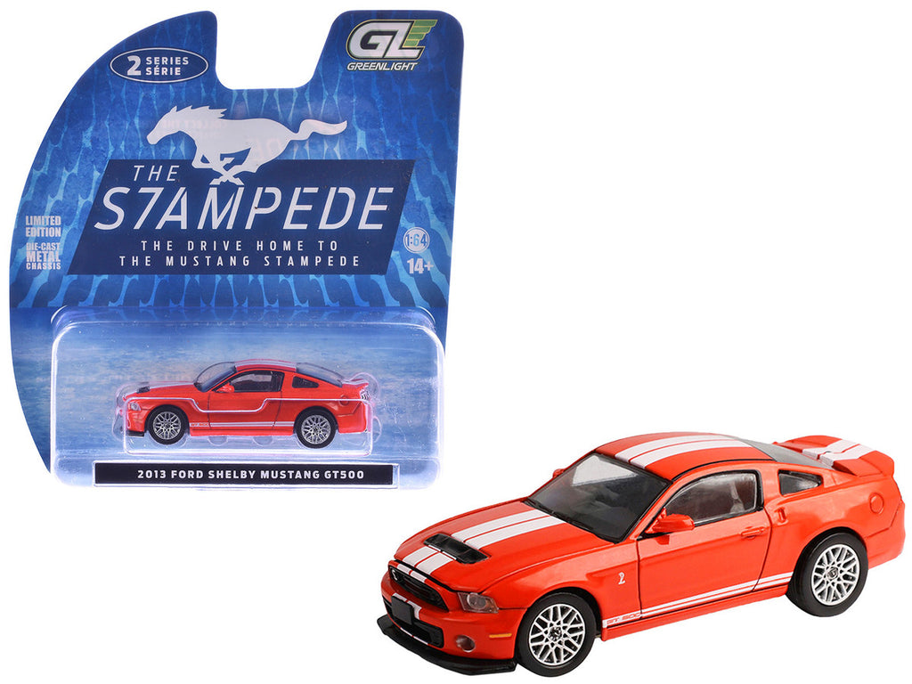 2013 Ford Shelby Mustang GT500 Race Red with White Stripes "Stampede" Series 2 1/64 Diecast Model Car by Greenlight-4