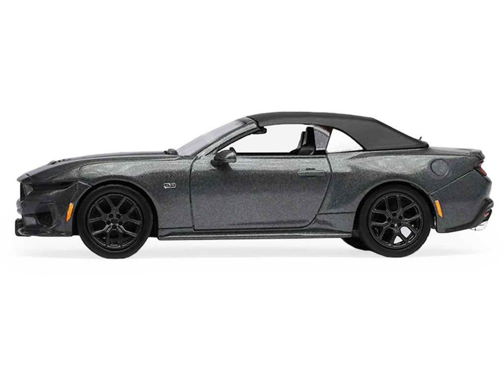 2024 Ford Mustang GT 5.0 Convertible Dark Matter Gray Metallic with Black Soft Top "Stampede" Series 2 1/64 Diecast Model Car by Greenlight-3