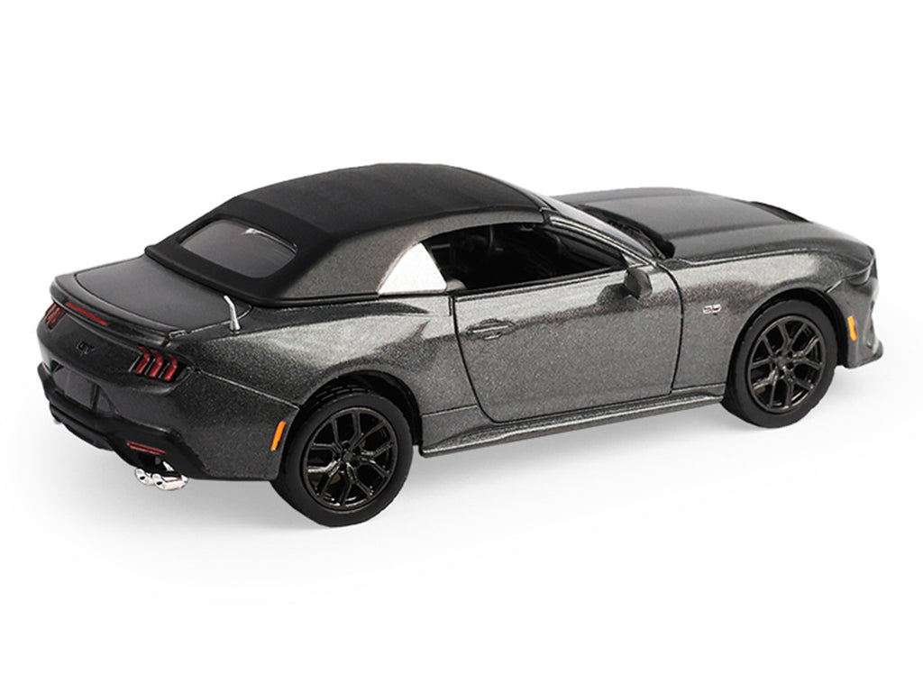 2024 Ford Mustang GT 5.0 Convertible Dark Matter Gray Metallic with Black Soft Top "Stampede" Series 2 1/64 Diecast Model Car by Greenlight-0