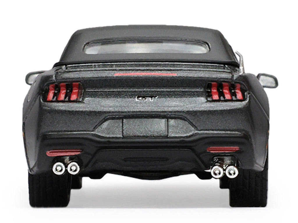 2024 Ford Mustang GT 5.0 Convertible Dark Matter Gray Metallic with Black Soft Top "Stampede" Series 2 1/64 Diecast Model Car by Greenlight-1