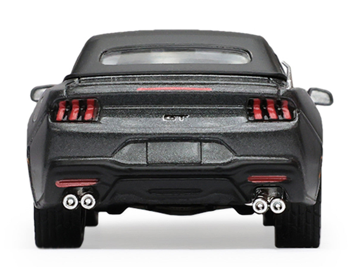 2024 Ford Mustang GT 5.0 Convertible Dark Matter Gray Metallic with Black Soft Top "Stampede" Series 2 1/64 Diecast Model Car by Greenlight-1
