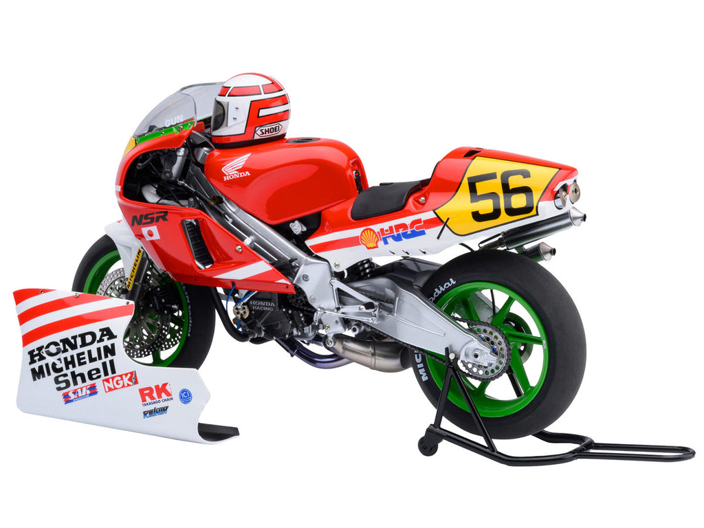 Honda NSR500 WGP500 Motorcycle #56 Red and White with Helmet "Baribari Legend" (1986) OVA 1/12 Model by Autoart-3