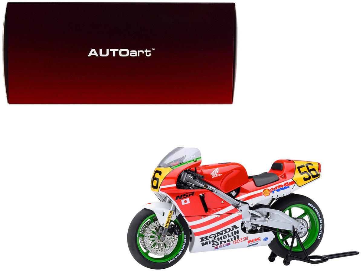 Honda NSR500 WGP500 Motorcycle #56 Red and White with Helmet "Baribari Legend" (1986) OVA 1/12 Model by Autoart-4