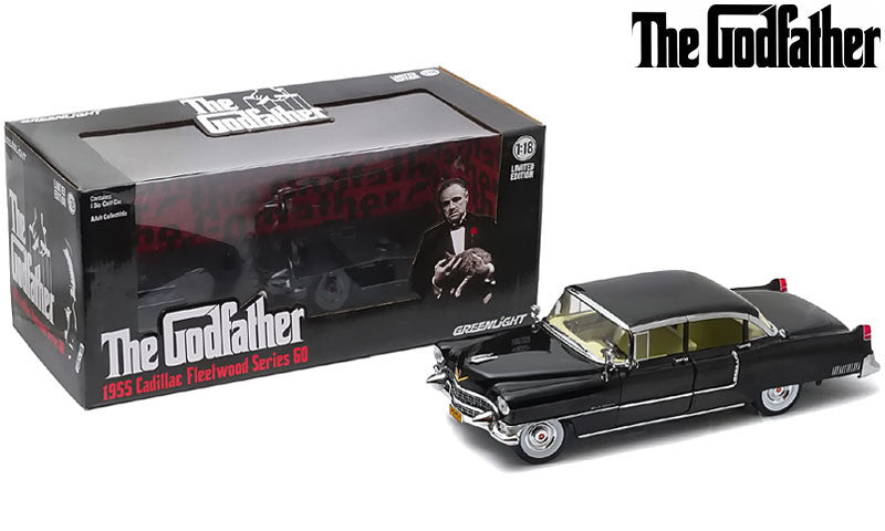 1955 Cadillac Fleetwood Series 60 Special Black "The Godfather" (1972) Movie 1/18 Diecast Model Car by Greenlight-2