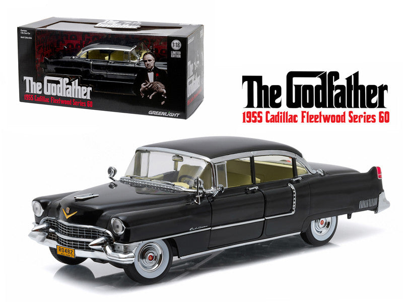 1955 Cadillac Fleetwood Series 60 Special Black "The Godfather" (1972) Movie 1/18 Diecast Model Car by Greenlight-0