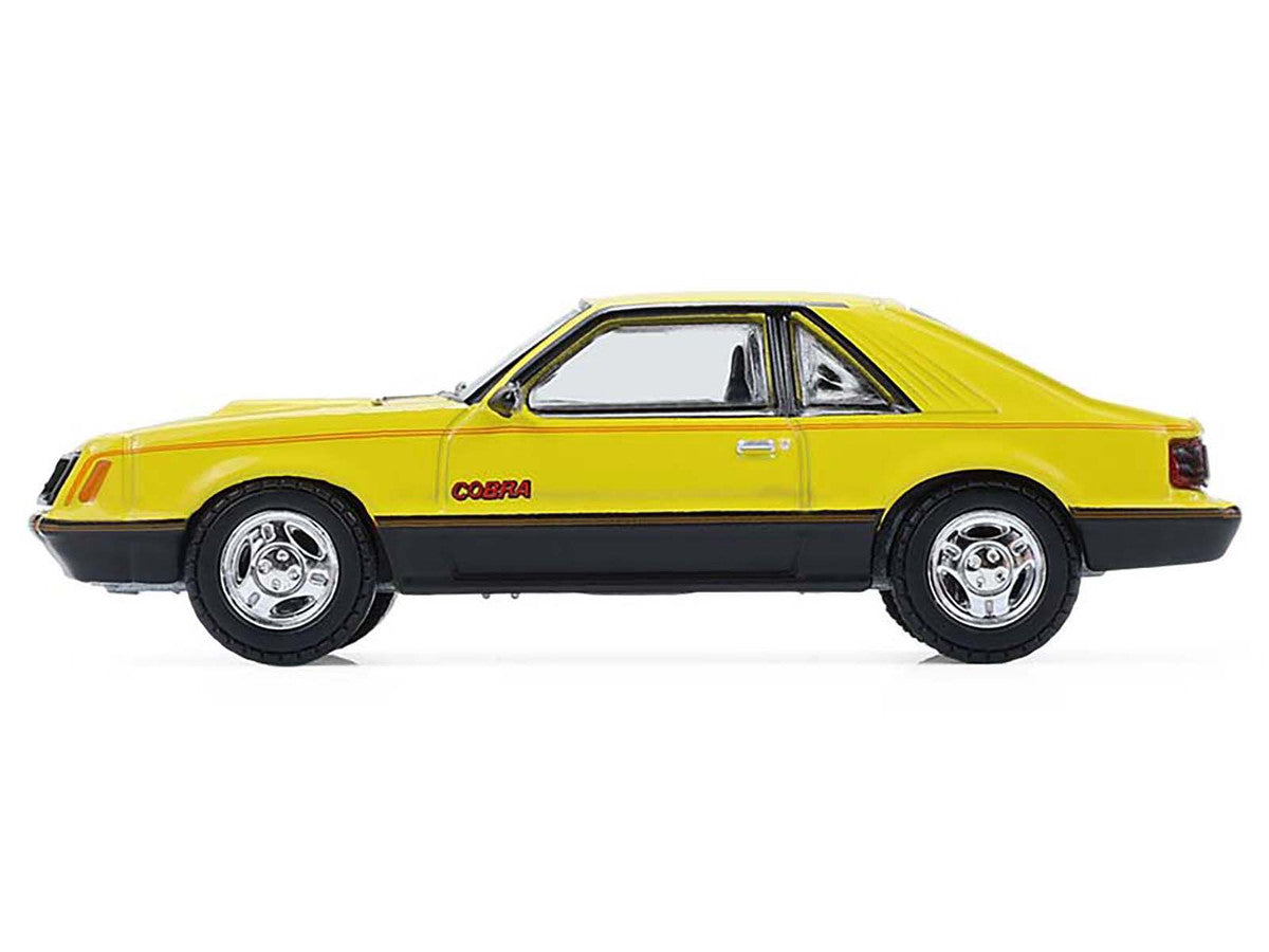 1979 Ford Mustang Cobra Fastback Bright Yellow with Cobra Good Graphics "GreenLight Muscle" Series 30 1/64 Diecast Model Car by Greenlight-0