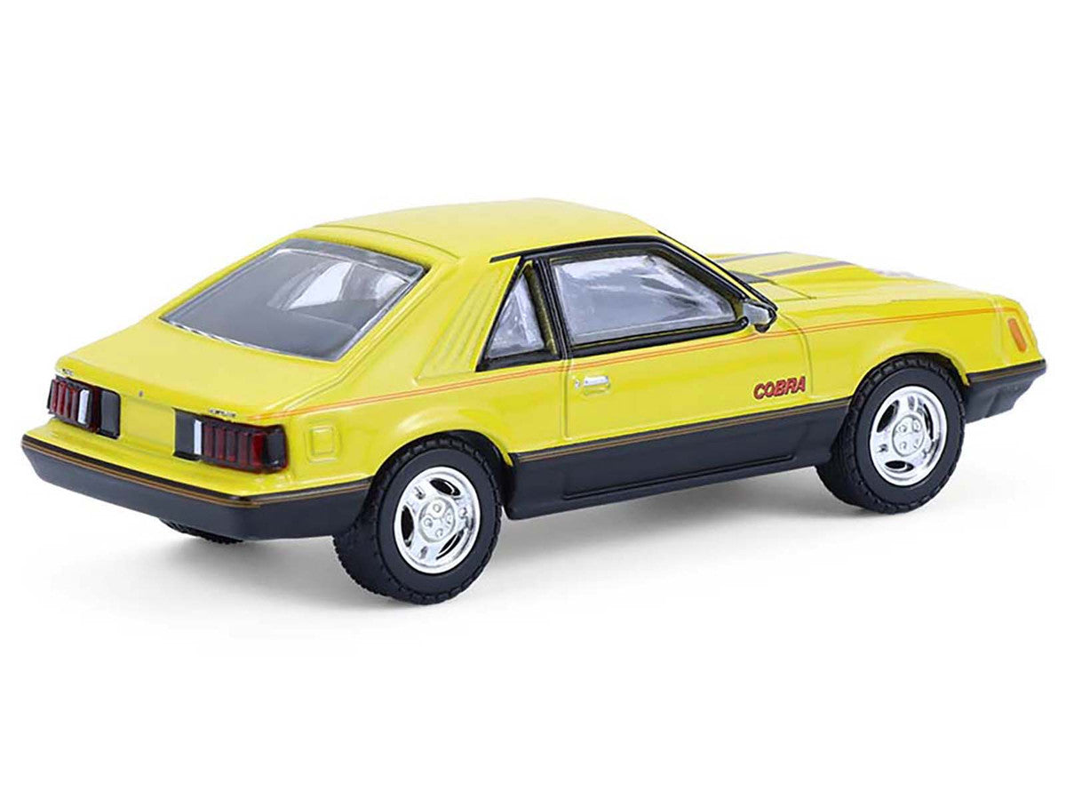 1979 Ford Mustang Cobra Fastback Bright Yellow with Cobra Good Graphics "GreenLight Muscle" Series 30 1/64 Diecast Model Car by Greenlight-1