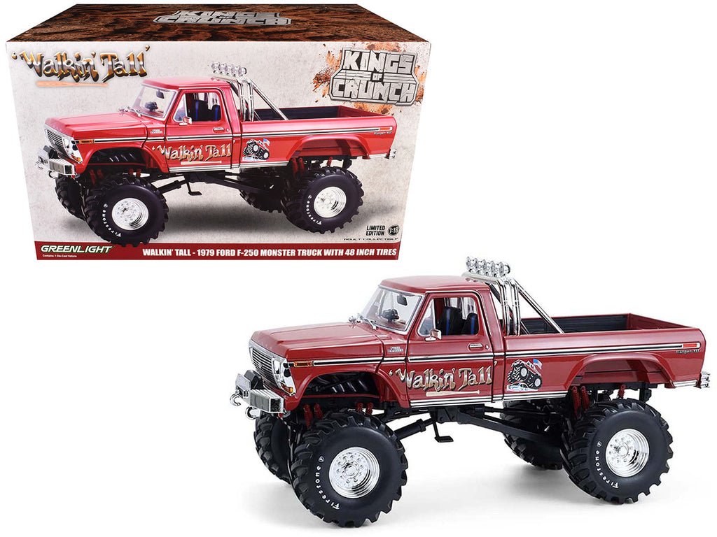 1979 Ford F-250 Monster Truck with 48-Inch Tires "Walkin' Tall" Red "Kings of Crunch" Series 1/18 Diecast Model Car by Greenlight-4