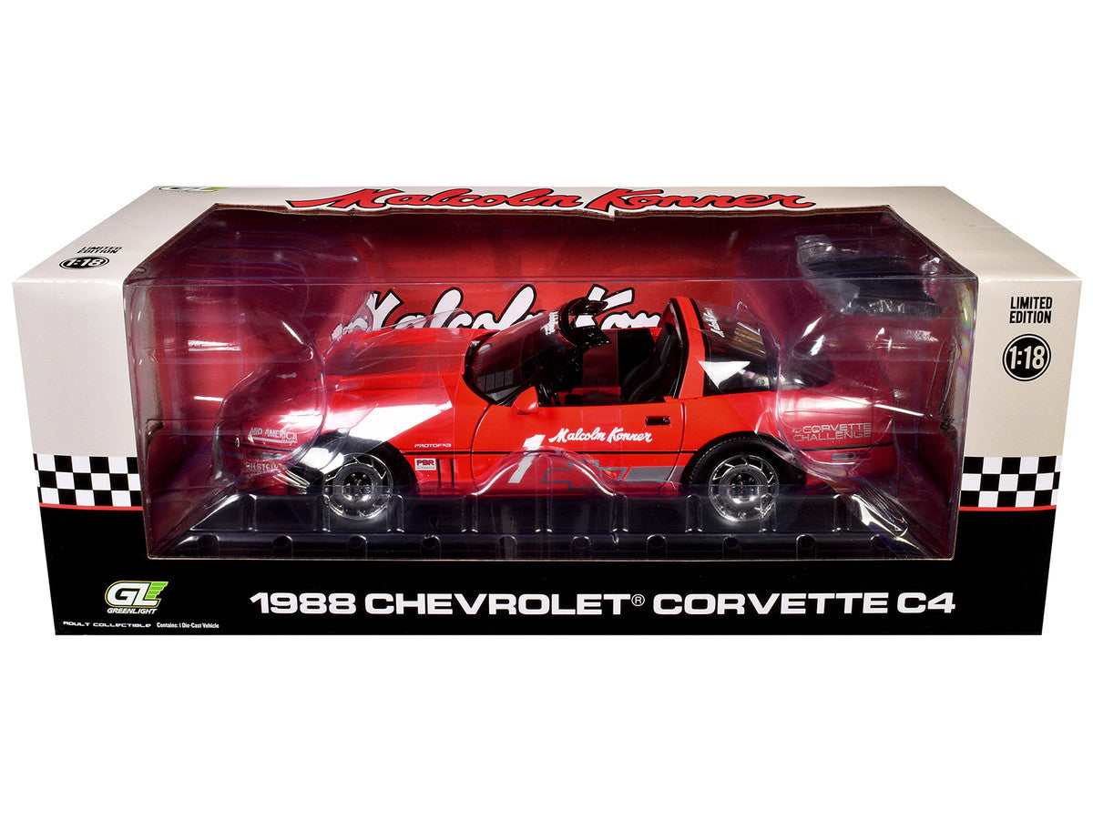 1988 Chevrolet Corvette C4 #1 Malcolm Konner "Corvette Challenge Race Car" Red with Black Top 1/18 Diecast Model Car by Greenlight-1
