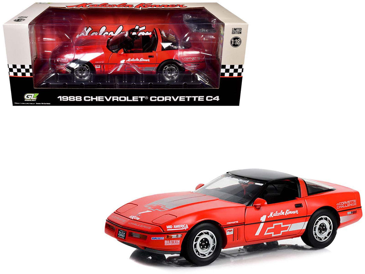1988 Chevrolet Corvette C4 #1 Malcolm Konner "Corvette Challenge Race Car" Red with Black Top 1/18 Diecast Model Car by Greenlight-2