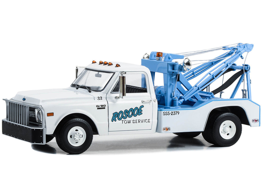 1969 Chevrolet C-30 Dually Wrecker Tow Truck "Roscoe Tow Service" White "Starsky and Hutch" (1975-1979) TV Series 1/18 Diecast Model Car by Greenlight-1