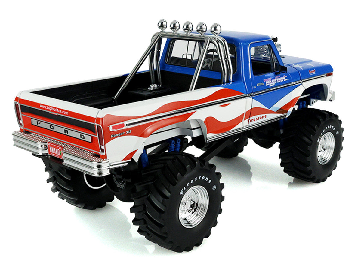 1979 Ford F-250 Monster Truck "Bigfoot USA 250 Tribute" Blue with USA Flag Graphics and Bob Chandler Standing Figure "Kings of Crunch" Series 1/18 Diecast Model Car by Greenlight-4