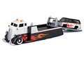 COE Flatbed Truck White and Black with Flame Graphics and 1979 Chevrolet K5 Blazer Black and White with Flame Graphics "Elite Transport" Series 1/64 Diecast Models by Maisto-0