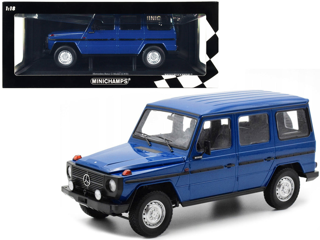 1980 Mercedes-Benz G-Model (LWB) Dark Blue with Black Stripes Limited Edition to 402 pieces Worldwide 1/18 Diecast Model Car by Minichamps-0