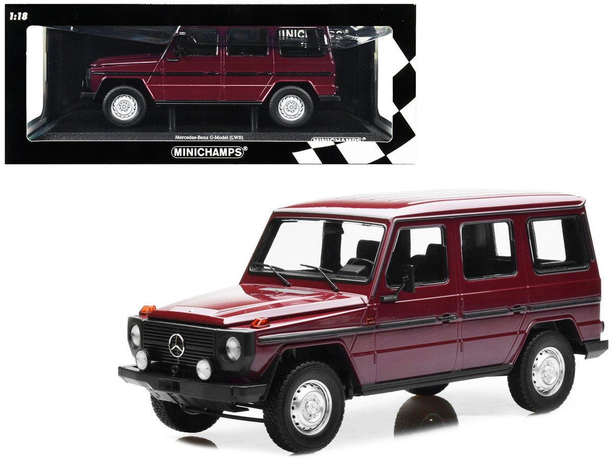 1980 Mercedes-Benz G-Model (LWB) Dark Red with Black Stripes Limited Edition to 402 pieces Worldwide 1/18 Diecast Model Car by Minichamps-0
