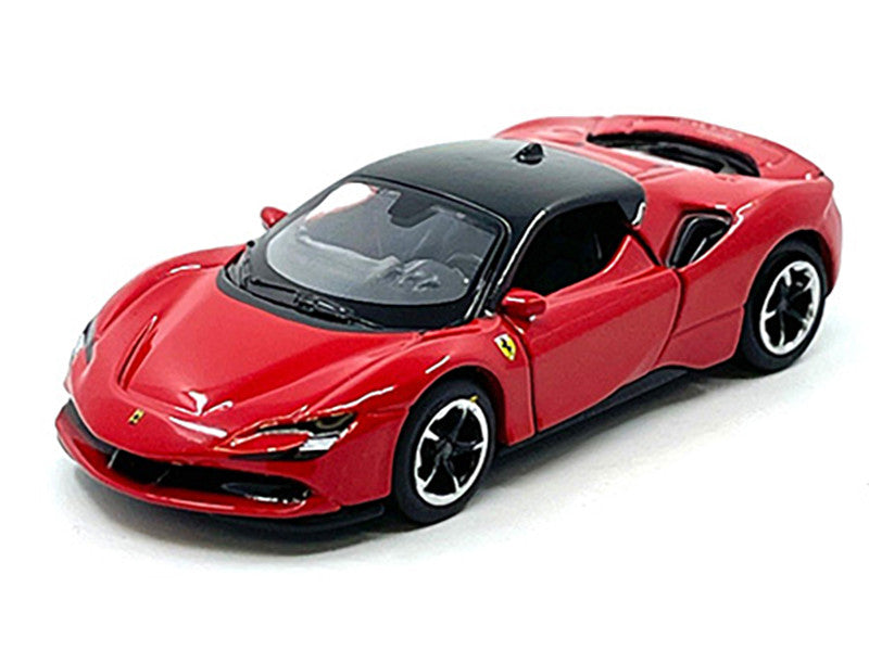 Ferrari SF90 Stradale Red with Black Top "Speed Icons" Series 1/64 Diecast Model Car by Maisto-1