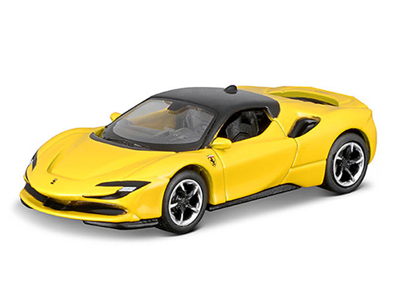 Ferrari SF90 Stradale Yellow with Black Top "Speed Icons" Series 1/64 Diecast Model Car by Maisto-1