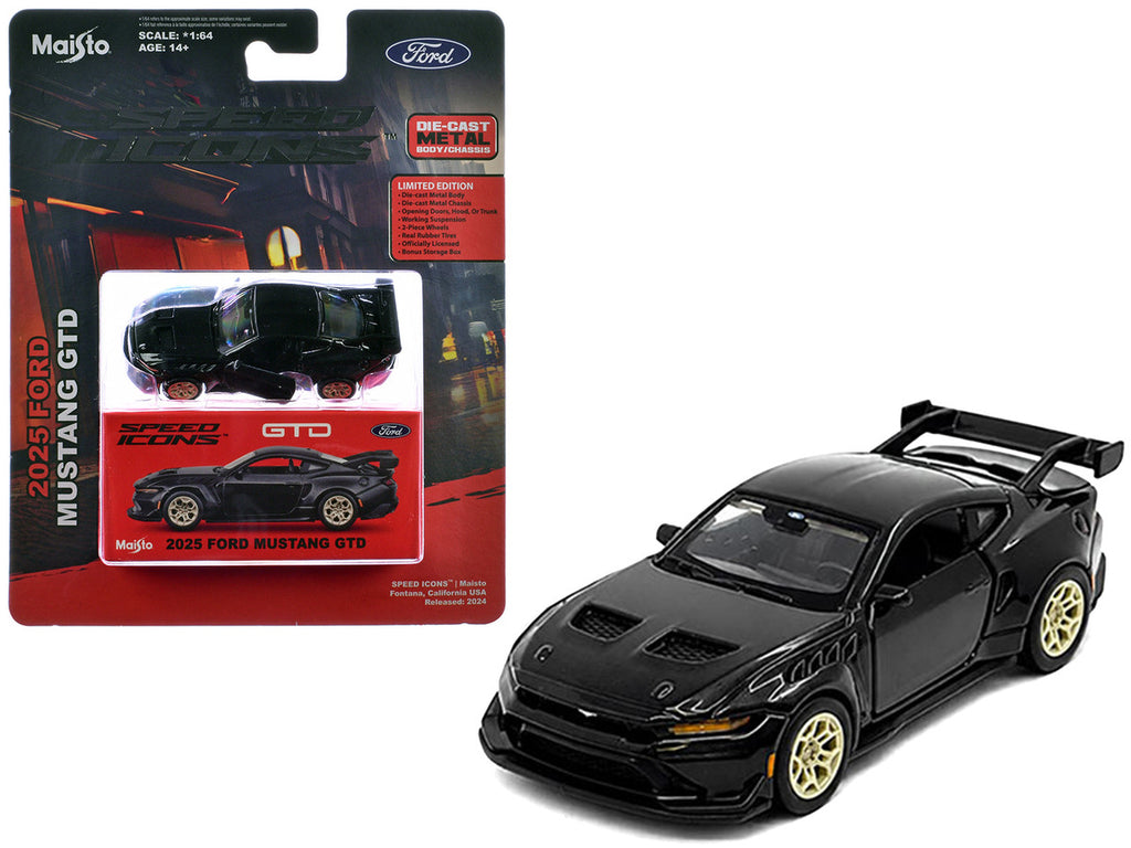 2025 Ford Mustang GTD Black Metallic "Speed Icons" Series 1/64 Diecast Model Car by Maisto-2