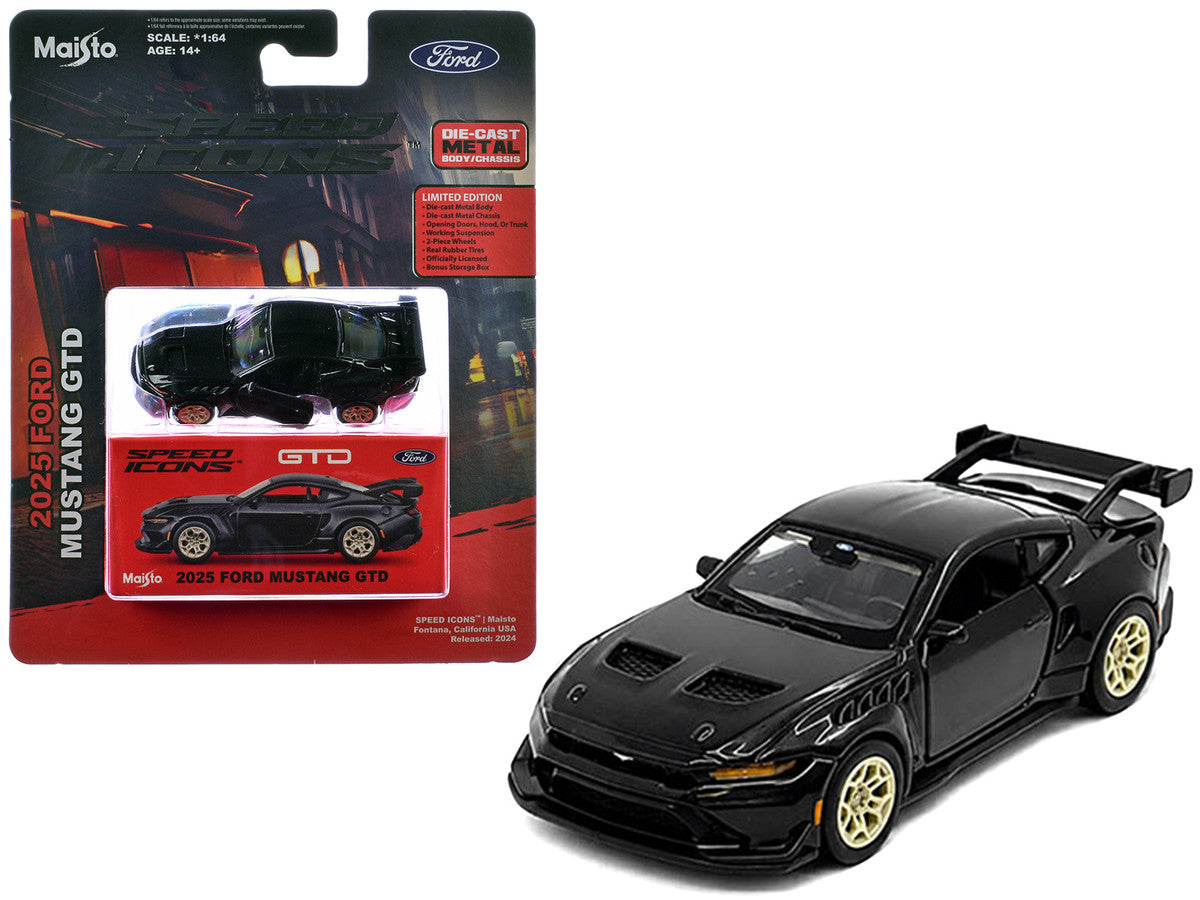 2025 Ford Mustang GTD Black Metallic "Speed Icons" Series 1/64 Diecast Model Car by Maisto-2