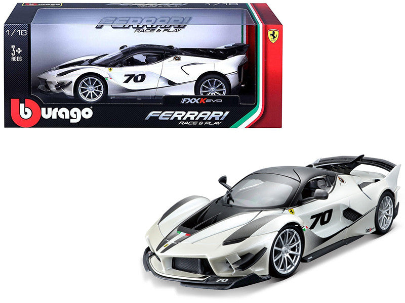 Ferrari FXX-K Evo #70 White 1/18 Diecast Model by Bburago-0