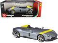 Ferrari Monza SP1 1/18 Diecast Model Silver Metallic Yellow Stripes by Bburago-0