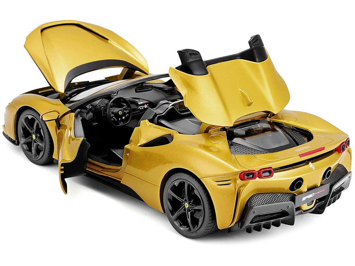 Bburago 1/18 Ferrari SF90 Spider Gold Metallic Diecast Model Car-2