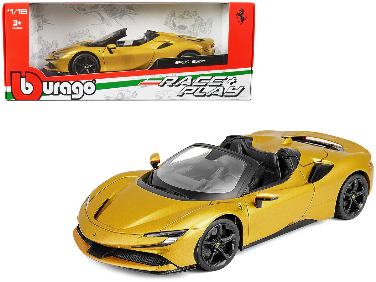 Bburago 1/18 Ferrari SF90 Spider Gold Metallic Diecast Model Car-0