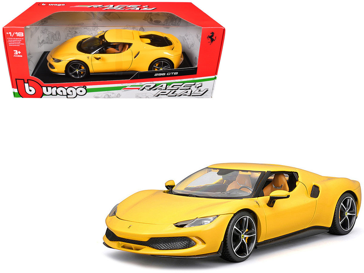 Ferrari 296 GTB Yellow 1/18 Diecast Model Car by Bburago-3
